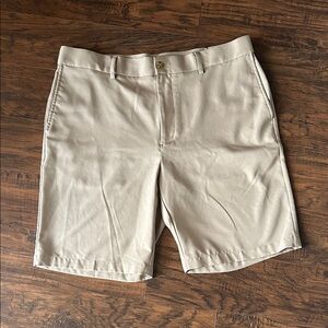 Grand Slam Men's Beige Flat Front Shorts